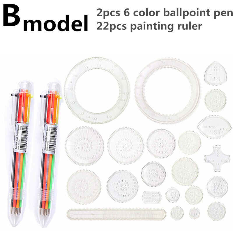 Spirograph Drawing Ruler And Ballpoint Pen Educational Toy Interlocking Gears Wheels Painting Accessories: B model