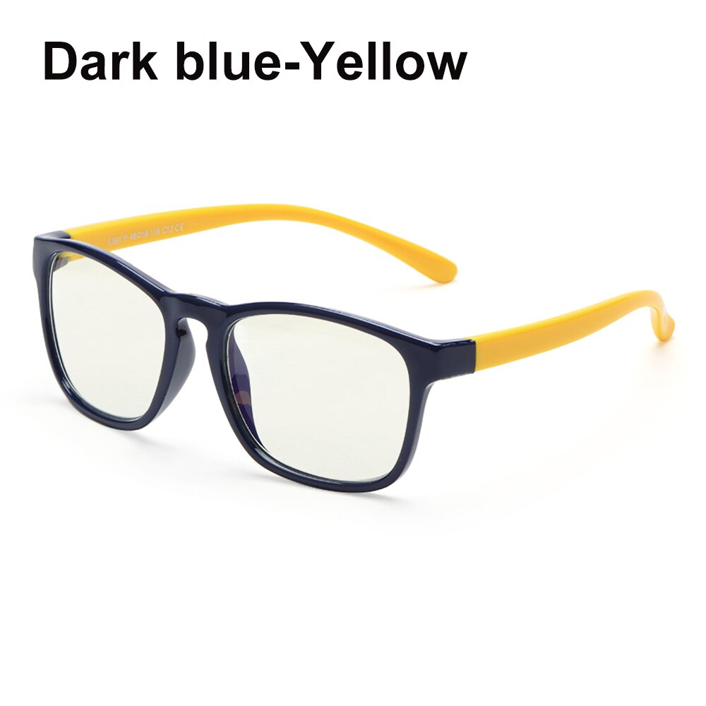 Kids Anti Blue Light Glasses Anti Radiation Anti Eyestrain Children Goggles Boy Girl Silicone Frame Computer Video Game Eyewear: Dark blue-Yellow