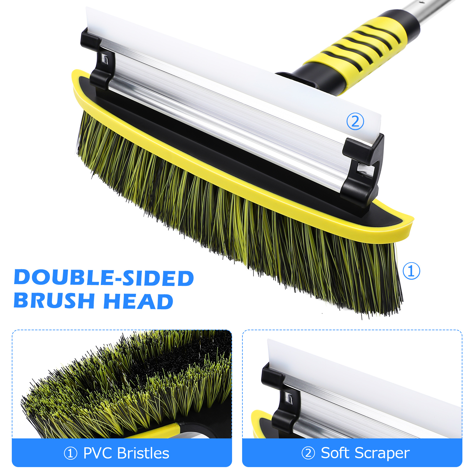 Clispeed Extendable Car Snow Removal Broom House Roof Snow Brush Detachable Car Snow Brush Ice Removing Shovel