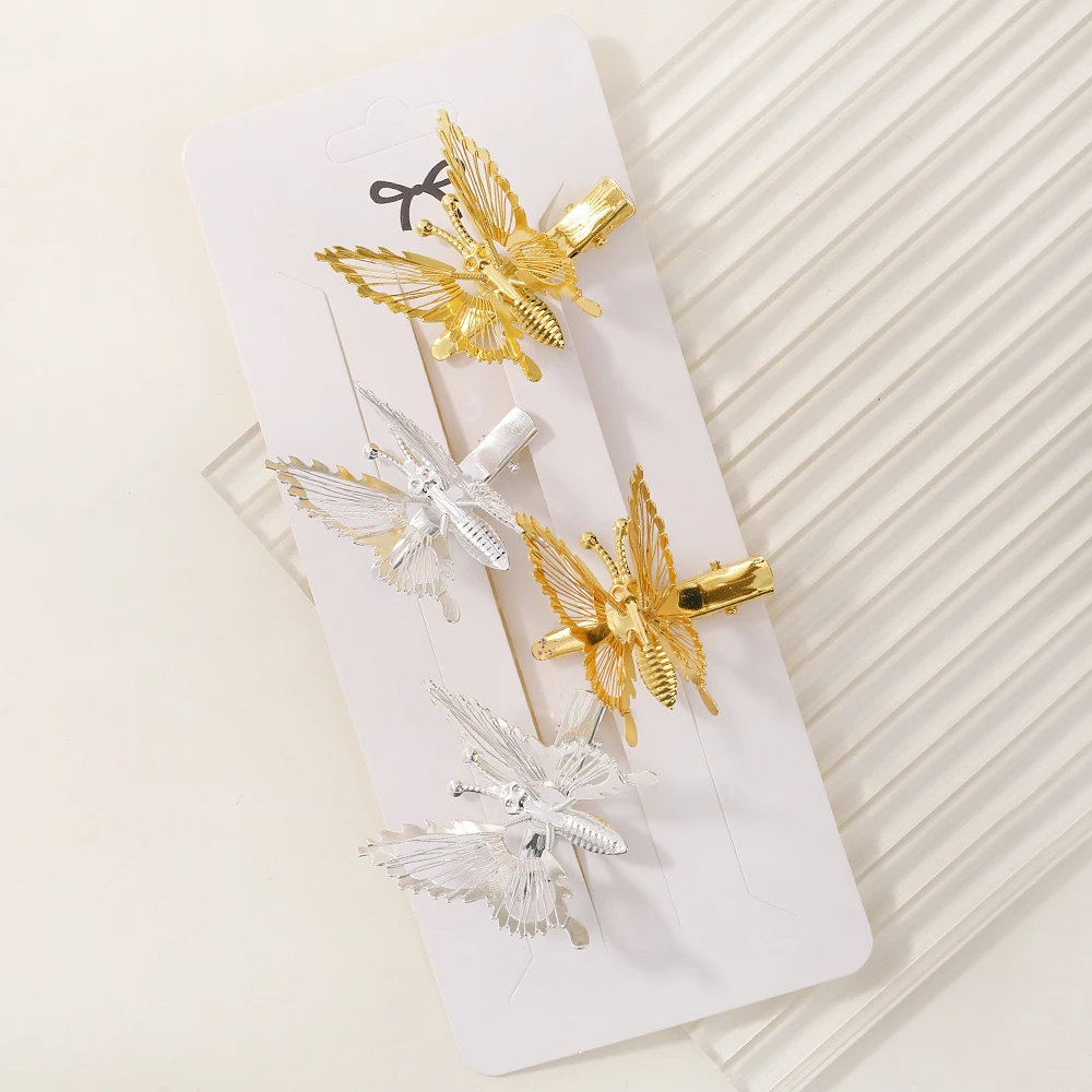 Horquilla de mariposa para mujer y niña, accesorios de Metal, Clip LATERAL de mariposa temblorosa, tocado con horquillas de mariposa móvil, 2/4 Uds.: Rosa