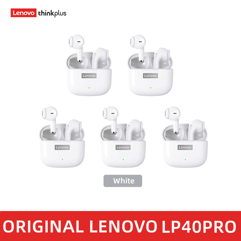 5 sztuk oryginalne bezprzewodowe słuchawki Lenovo LP40 PRO Bluetooth 5.0 podwójna redukcja szumów stereo Bass sterowanie dotykowe długi czas czuwania: Czerwony