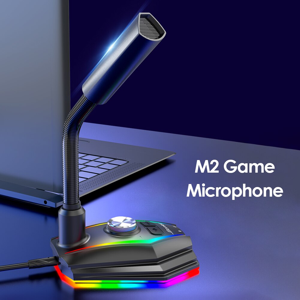 USB Sound Card RGB Microphone Computer Gaming Mic With Speaker Headset Jack Free Drive Noise Reduction 360° Rotate HD Receiver
