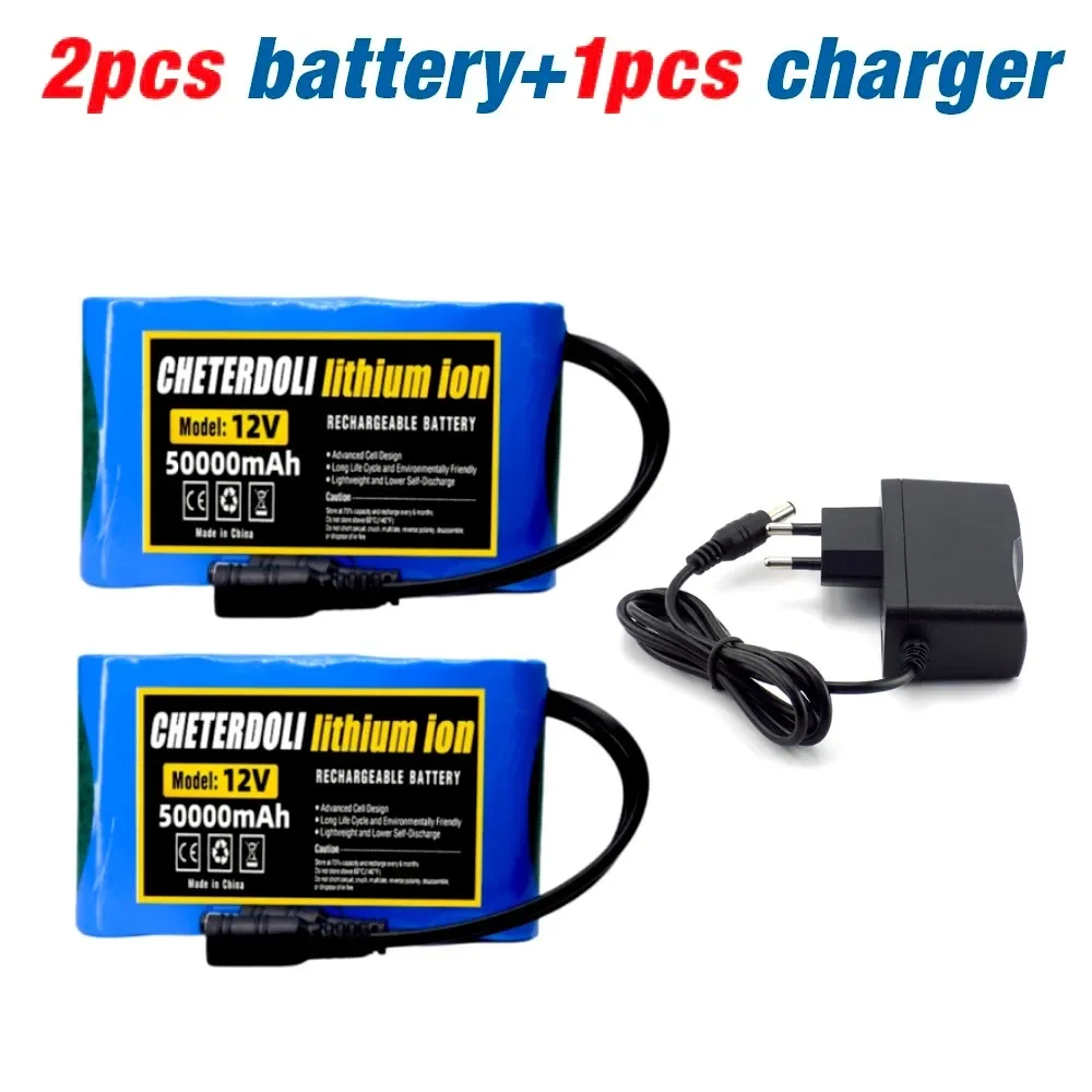 Nowy pakiet akumulatorów 3S2P z płytką zabezpieczającą, 12V 50ach, 12V 5000mAh, litowo-jonowe ogniwa 18650, akumulator DC 12.6V Super ładowalny + ładowarka: Różowy