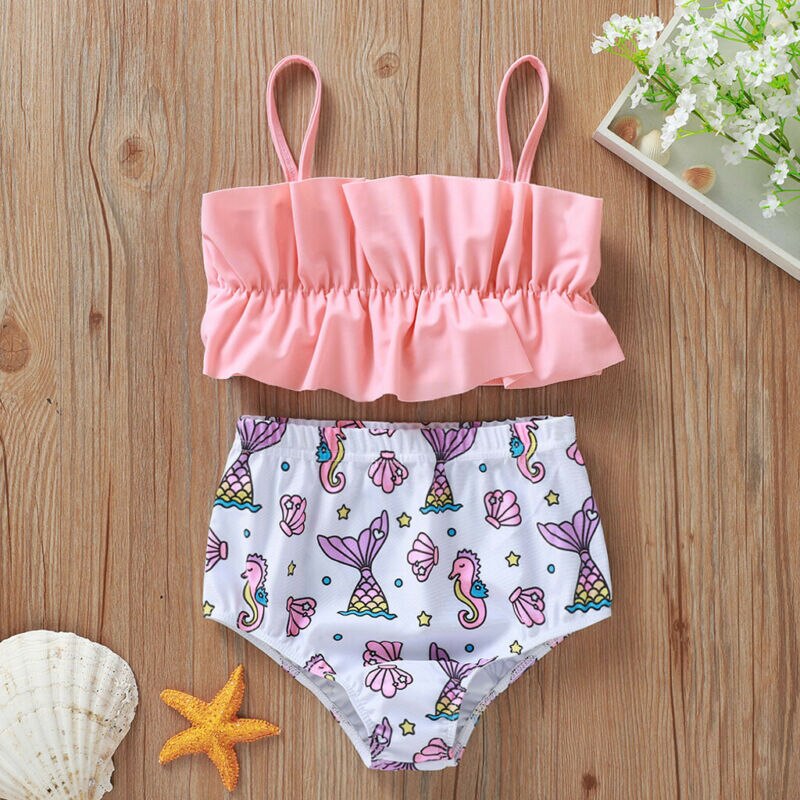 Baby piger badedragt bikini sæt tøj småbørn børn badetøj 2 stk bade strandtøj outfit tøj 3-18 måneder