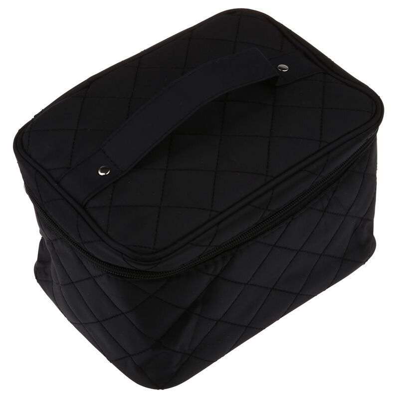 Nouvelle fermeture éclair cosmétique stockage maquillage sac poignée Train Case sac à main-M noir