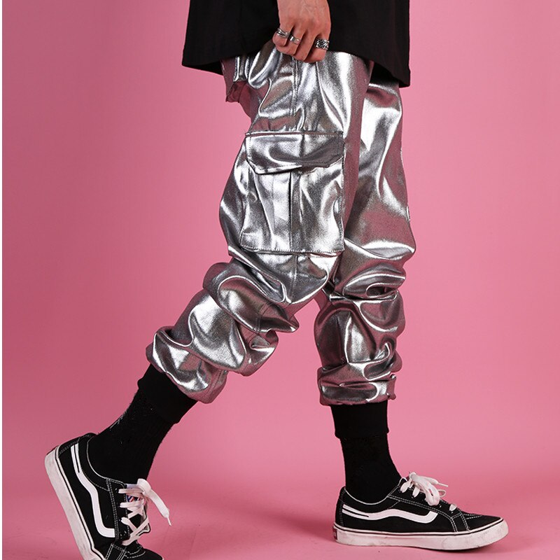 Marée hommes chanteur argent sarouel pantalons longs danseur HIP HOP Rock danse Performance Costume discothèque spectacle scène crayon pantalon