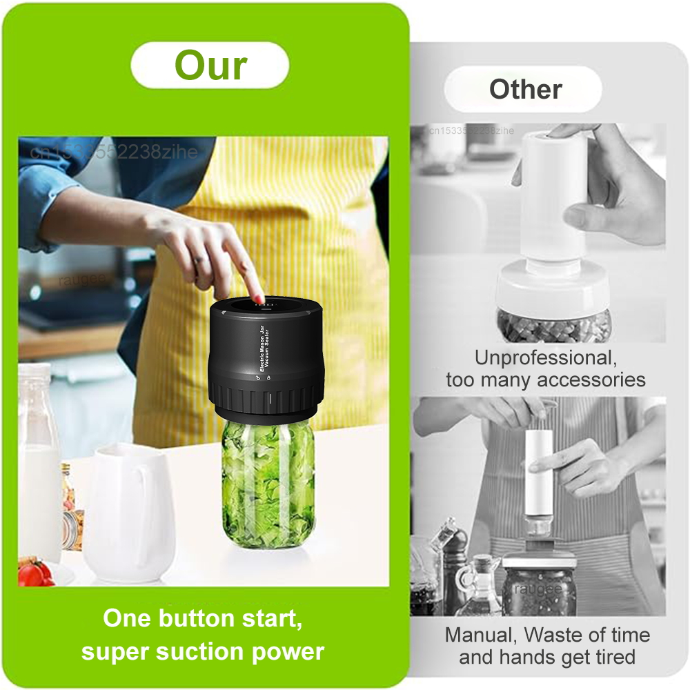 Elektrische Mason Jar Vacuum Sealer Oplaadbare draadloze automatische Jar Sealer voor voedselopslag en fermentatie met Mason Jar-deksel