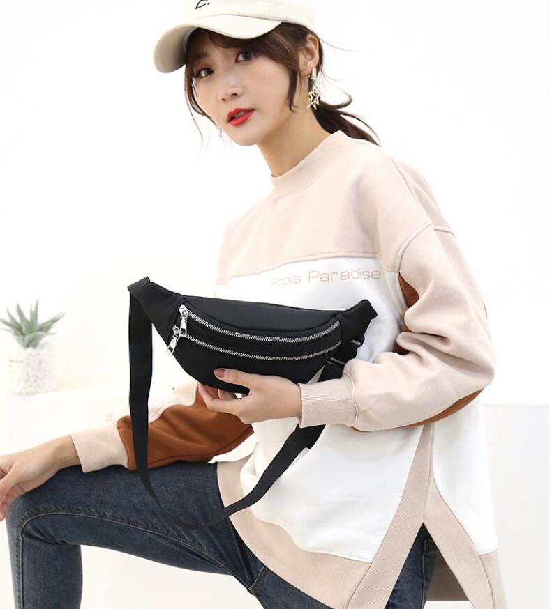 Kvinner damer kvinnelig midjepakke glidelås justerbart belte solid mini skulderveske crossbody bag sport reise fritidsveske