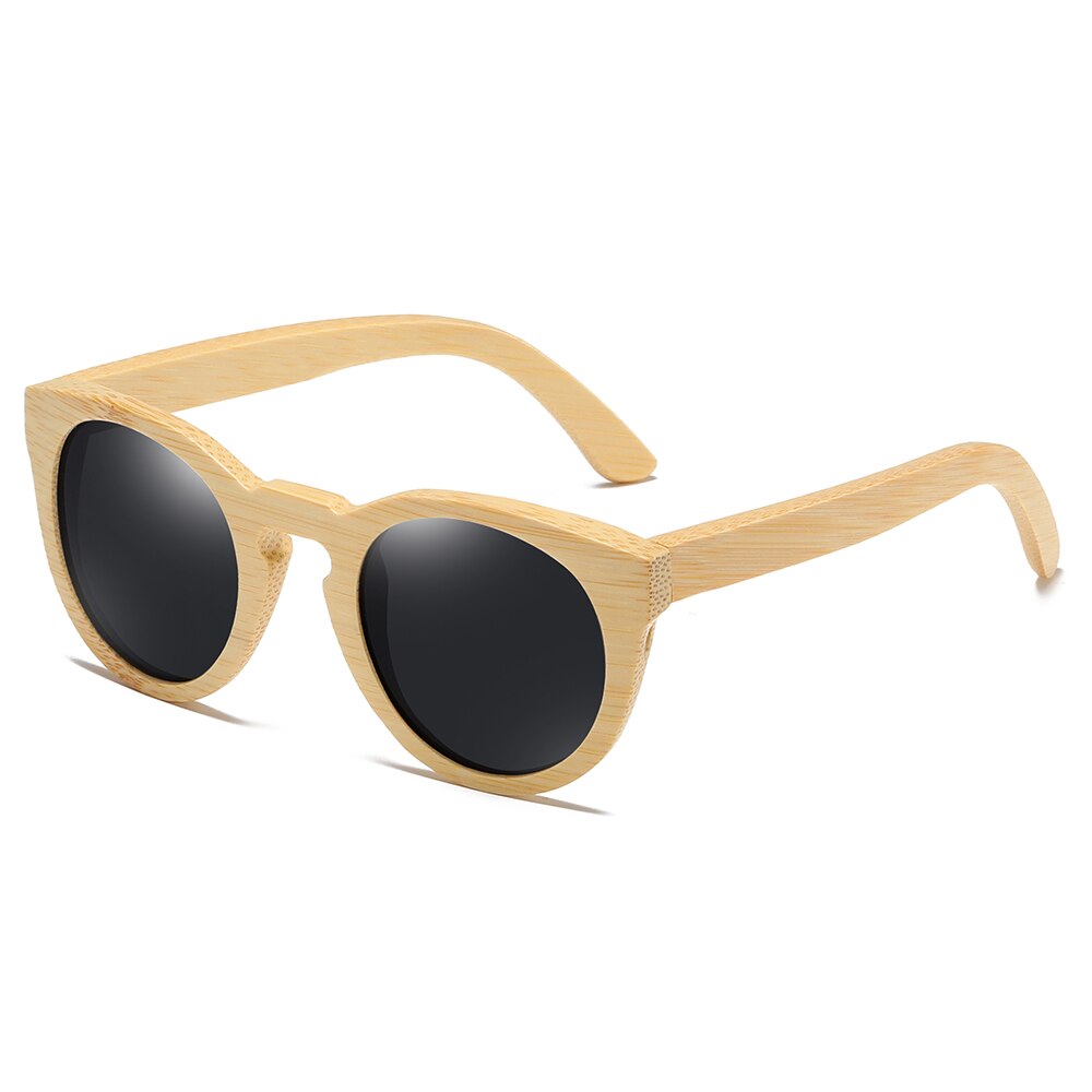 GM Natuurlijke Bamboe Zonnebril Vrouwen Gepolariseerde UV400 Klassieke zonnebril Mannen Vintage Houten Zonnebril S824: Black