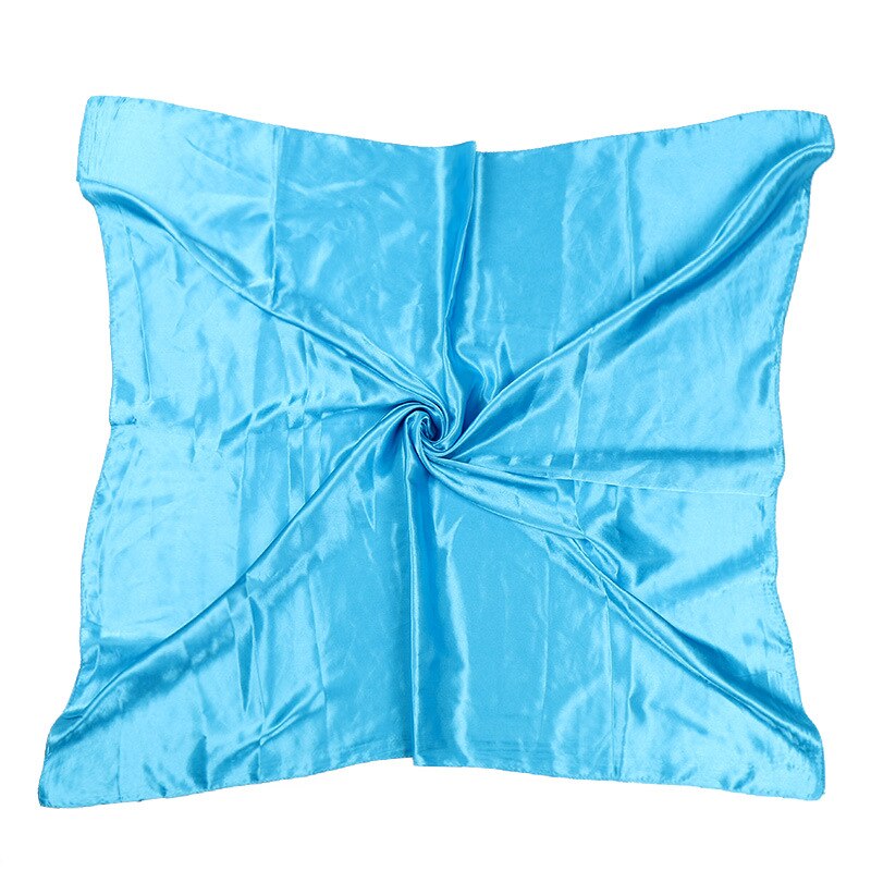 Solid Color Satin Women Scarf 90*90cm Big Wraps Lady Headband Hajib Muslim Female Square Scarf: light blue