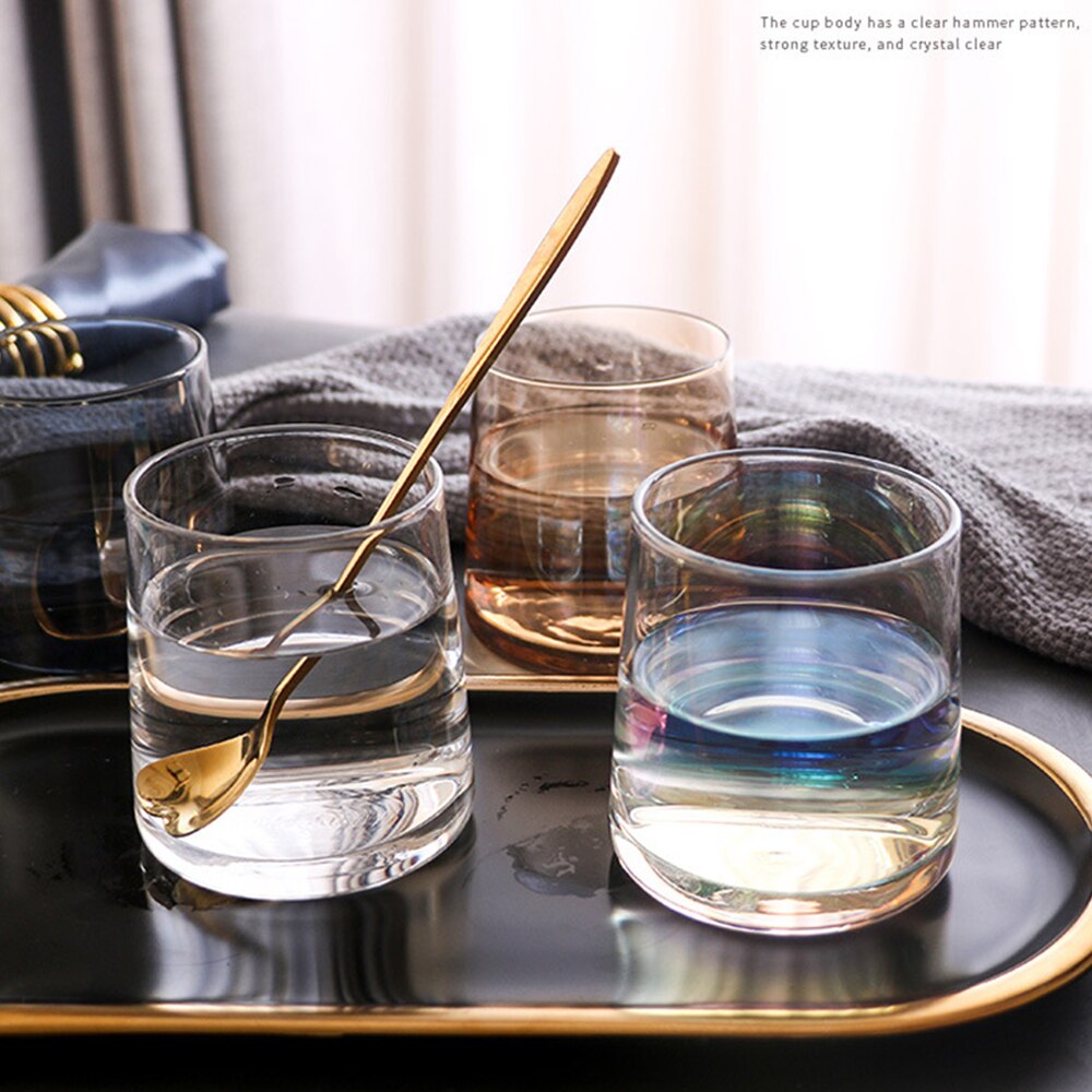 Japanese Style 220ML Water Glass Colorful Household Whiskey Glass Thick Bottom Ion Plated Water Juice Glass Glass