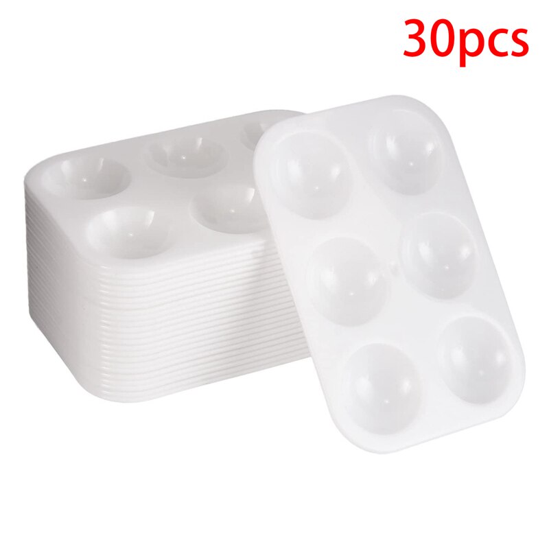 30 Uds paletas de pintura blanco 6 bien Rectangular paleta de acuarela bandeja de pintura