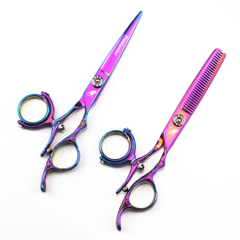 6" swivel scissors fly scissors hairdressing barber swivel shears 720 degrees Rotary handle thumb shears flying shears rotary