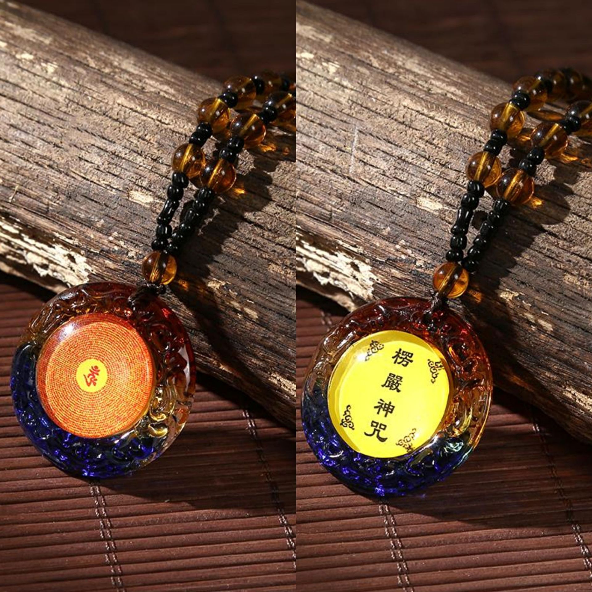 Tibetan Pendant Buddhism Amulet Necklace Shurangama Mantra Talisman Lucky Wealth Necklace Jewelry Accessories: 1PCS  16