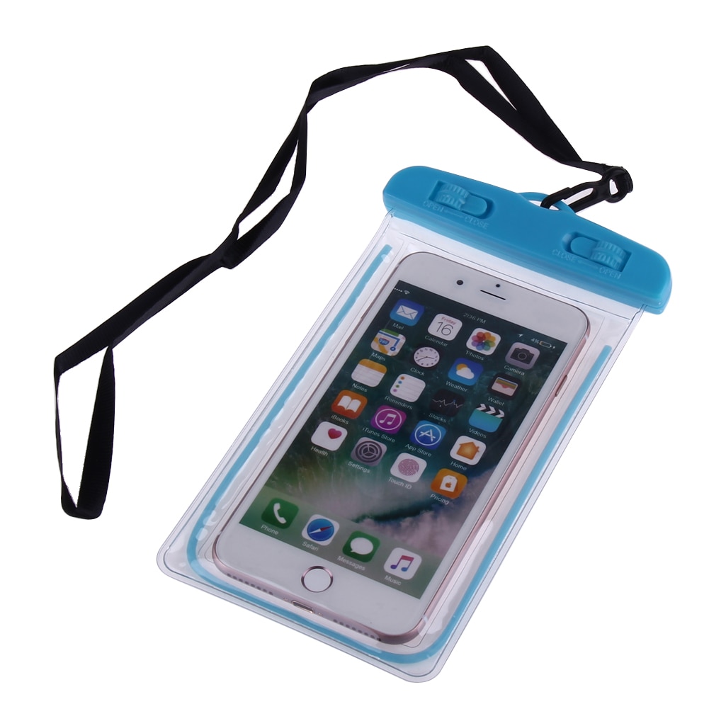 Bolsa impermeable con bolsa subacuática luminosa para iphone 6, 6s, 7, bolsa de almacenamiento portátil impermeable para natación