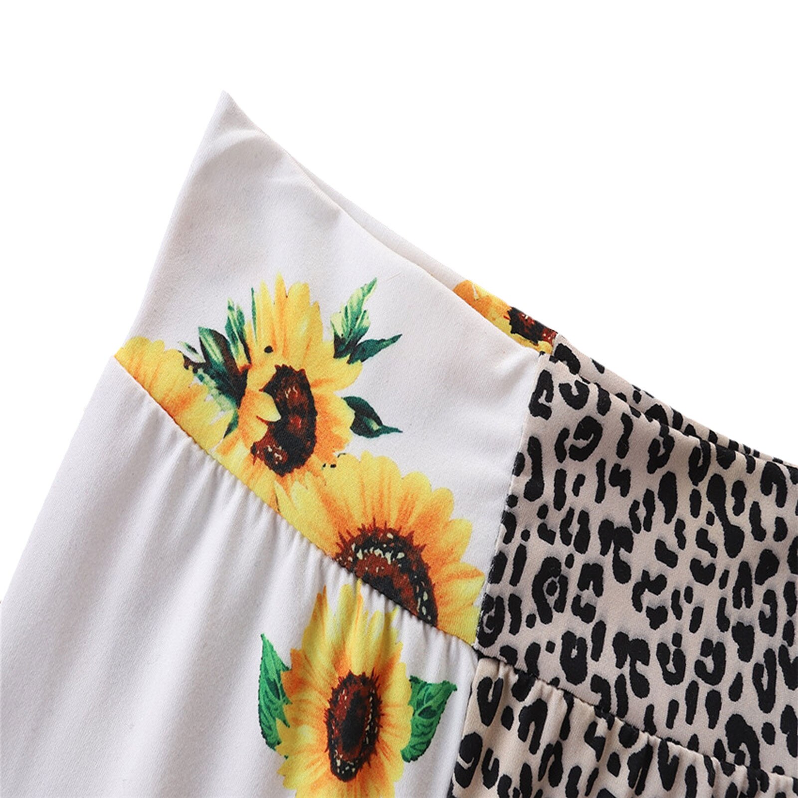 2-6Years Zuigeling Kleur Blok Flared Broek Baby Meisjes Mid-Rise Zonnebloem & Luipaard Print Broek