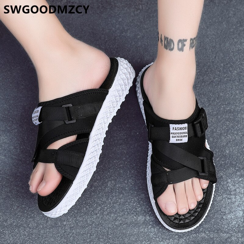 Sommarskor strandtofflor herr tofflor friluftstofflor män sportskor män scarpe uomo buty meskie schuhe herren: Svart / 9