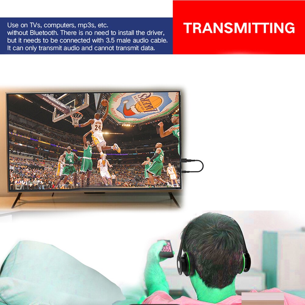 JINSERTA 2 in 1 USB Bluetooth 5.0 Audio Receiver &amp; Transmitter 3.5mm AUX Adapter for TV PC Car Bluetooth Headphone