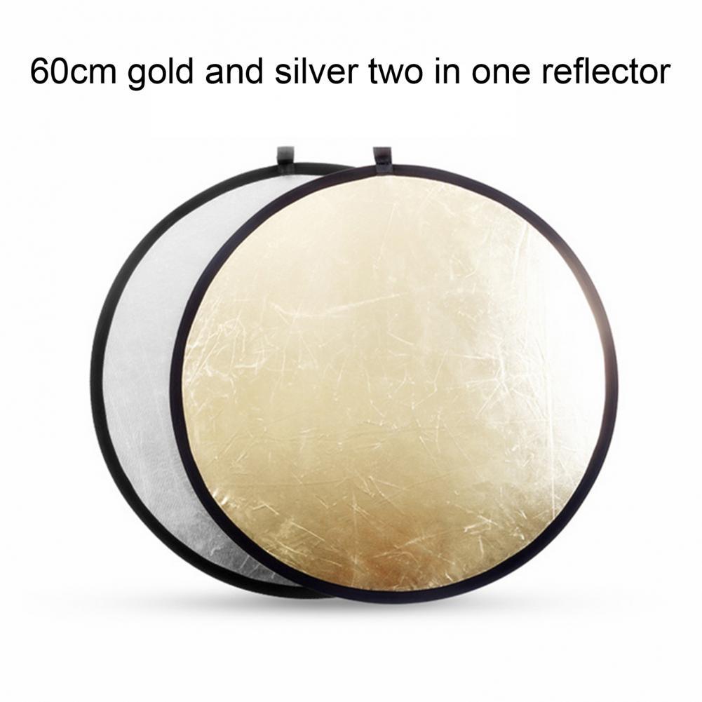 24" 60cm reflector 5 in 1 Collapsible Light Round Photography White Silivery Reflector for Studio Multi Photo Disc Diffuers