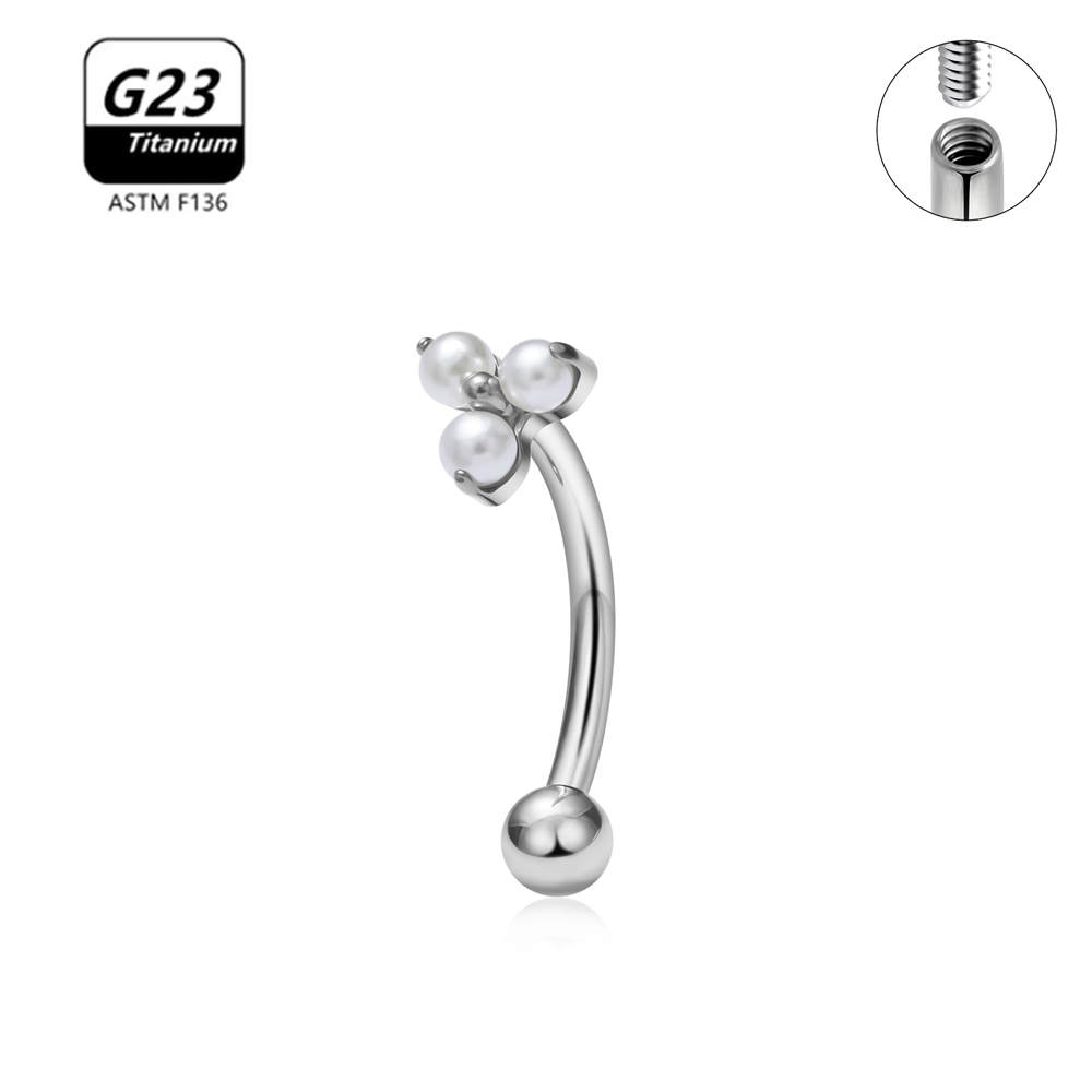 G23 titanio ASTM-F136 Piercings ceja hilo interno Piercings de cejas joyería del cuerpo para mujeres pendiente de circón: Rojo / PLATEADO