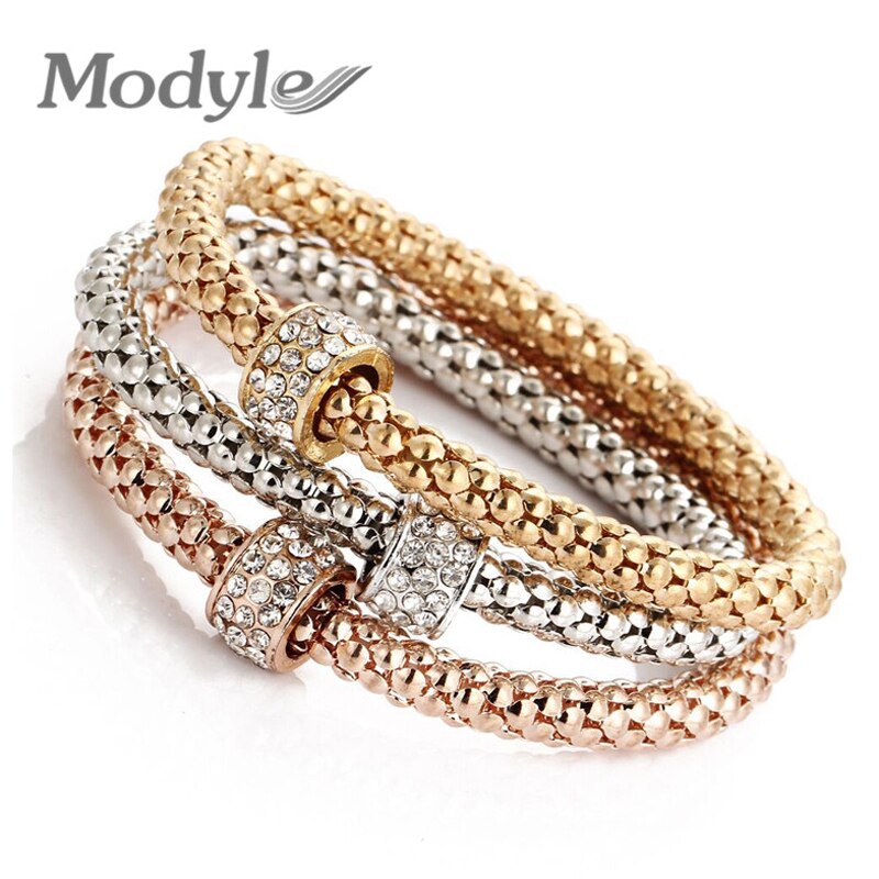 Modyle-Pulseras y brazaletes de Color dorado para mujer, brazaletes de cadena de Metal, joyería de