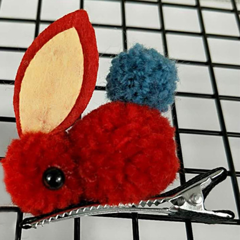 bandeau de dessin animé animal fait à la main en peluche lapin mignon coiffe unique fille pompon bandes de caoutchouc 6 couleur cheveux accessoires
