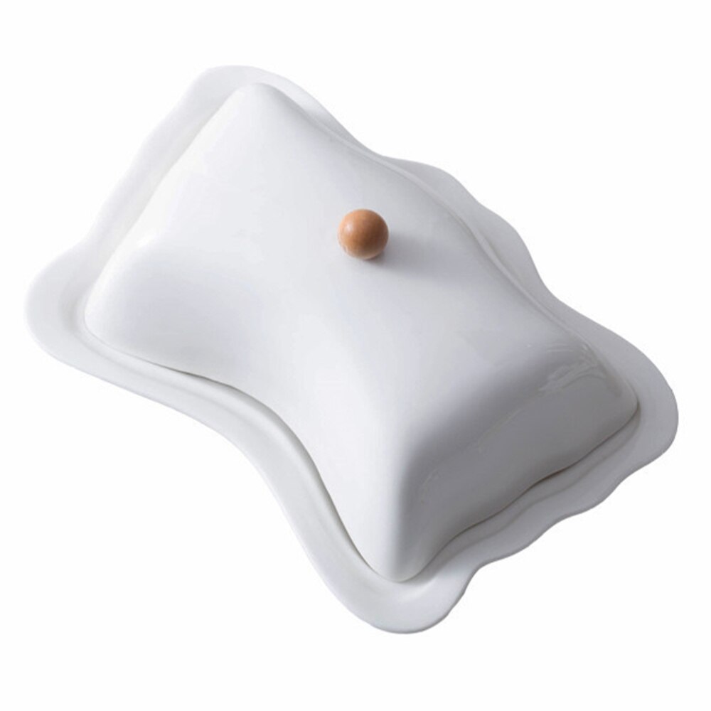MEGYAD Beurrier Céramique Avec Couvercle Et Ligne D'Eau - Cloche à Beurre Hermétique Blanche Pour Conservation Fraîche Sans Réfrigération