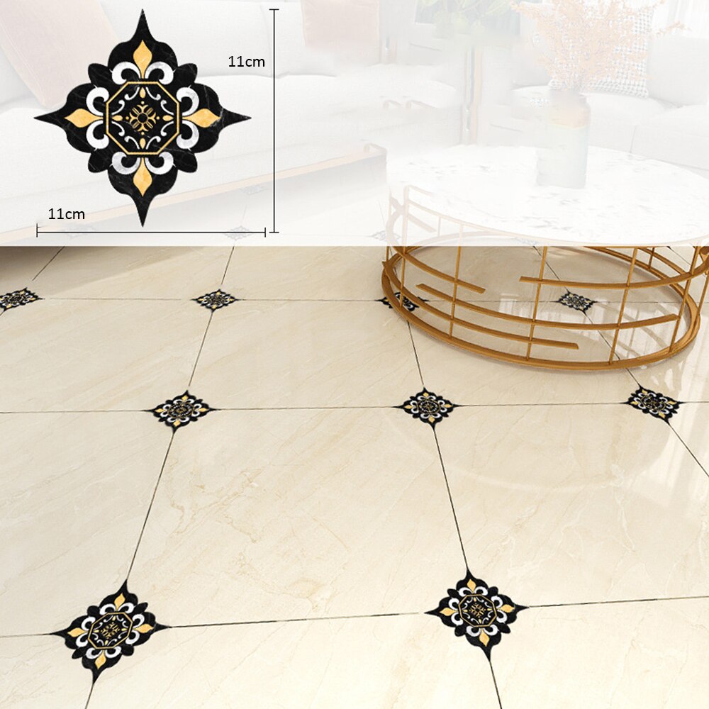 18pcs/Set Ceramic Tile Stickers Self Adhesive PVC Waterproof Diagonal Floor Stickers Kitchen Home Decor Living Room Decoration: d
