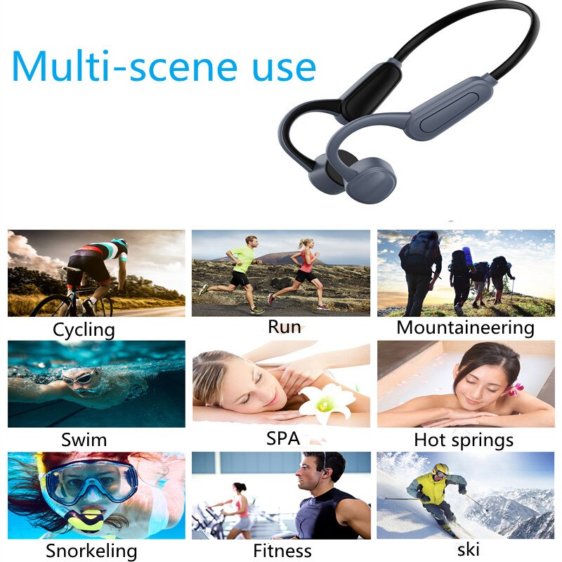 K8 Bone Conduction Wireless Bluetooth Headset, IPX8 Waterproof Swimming Headset, Sports Headset, 16GB Memory MP3 Player