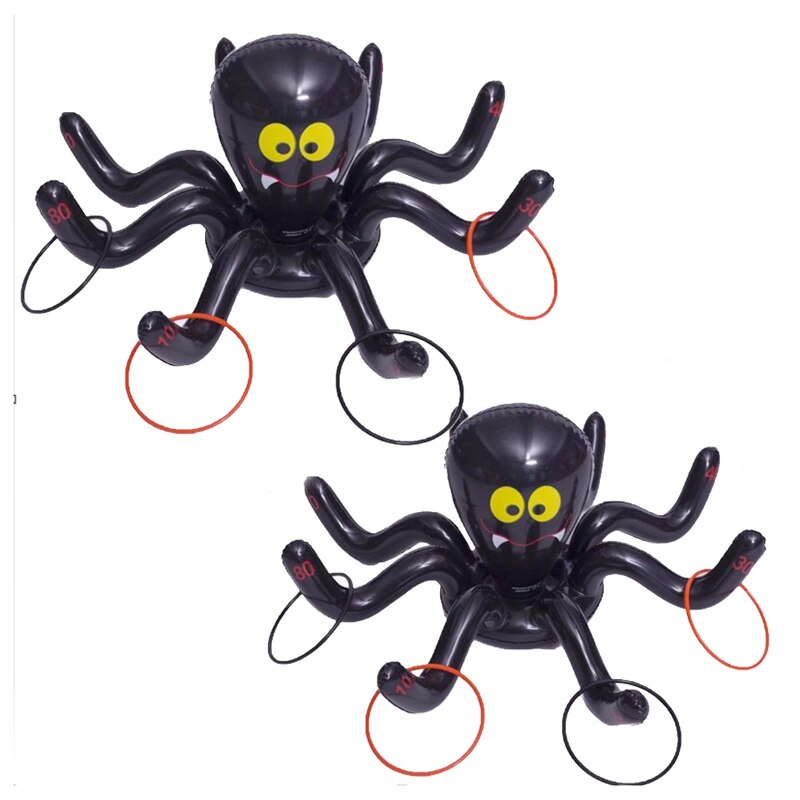2er- einstellen aufblasbare oktopus-Schwimmbad-ringwurfspiele ((2 aufblasbare oktopusse mit 8 ringen) für halloween-partys, poolspielzeug: Ursprünglich Titel