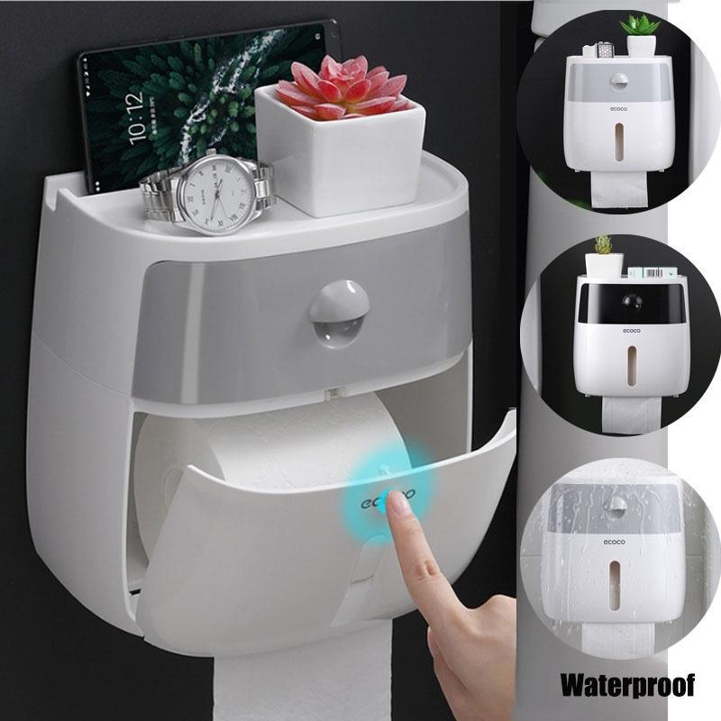 Carrywon Wall-mounted Press-open Waterproof Double-deck Paper Towel Boxes Toilet Belts Drawers and Shelves Double-layer Tissue