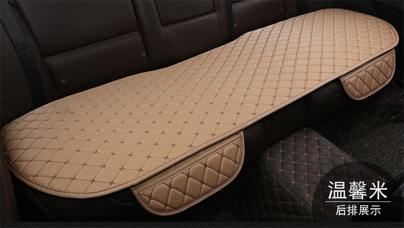 Fundas de lino para asiento de coche, Protector de tela de lino para asiento delantero y trasero, no deslizante, accesorios universales: Beige rear 1pc
