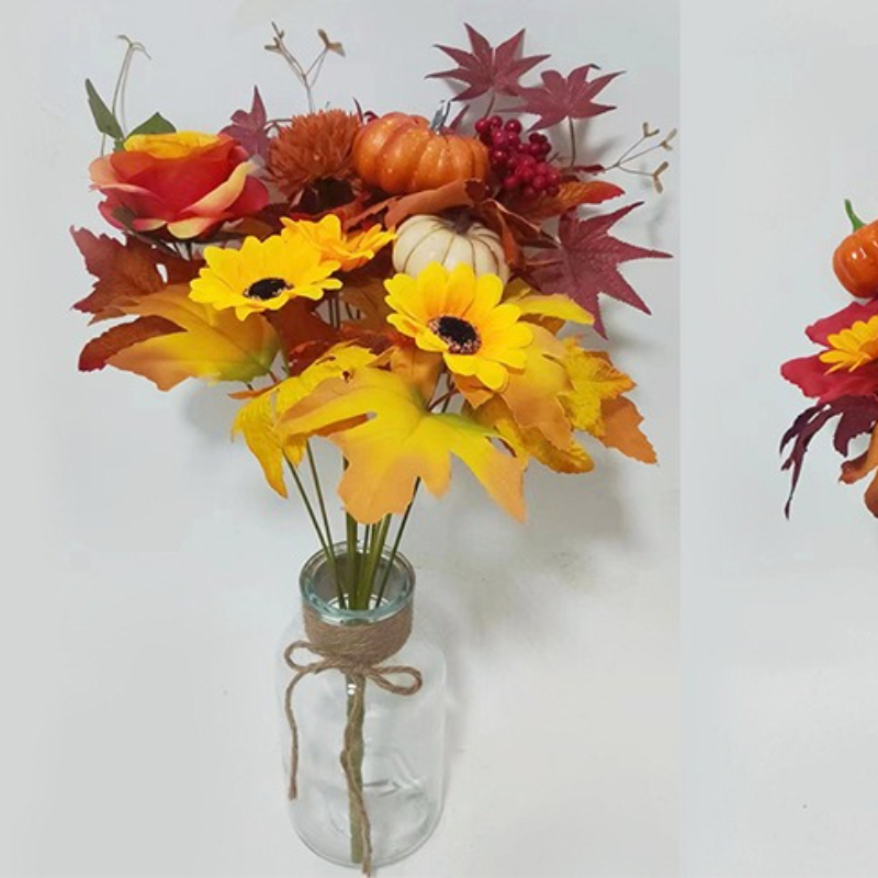 Tuindecoratie Simulatie Esdoornbladeren Zonnebloemen Oranje Boeket Kerstmis Halloween Auditorium Decoratie Kunstbloemen