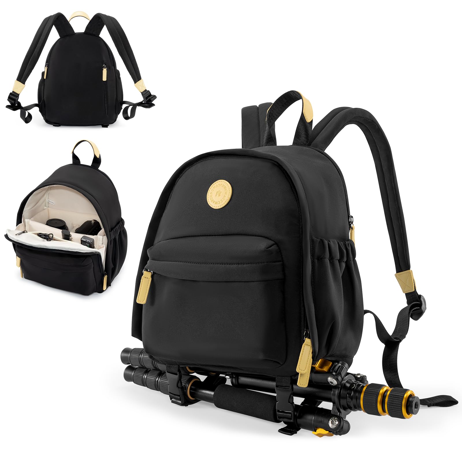 Camera bag backpack large capacity camera bag waterproof storage double shoulder camera backpack single lens reflex camera bag: Light Grey