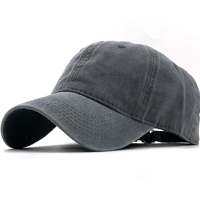 Simple Washed Cotton Adjustable Solid color Baseball Cap Unisex couple cap Leisure dad Hat fishing Snapback cap 17 Color: gray