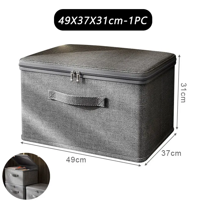 Boîte de rangement pour vêtements avec fermeture éclair, sac de rangement pliable de grande capacité pour vêtements et couettes, organisateur de garde-robe, boîte de rangement pour sous-vêtements: GRIS