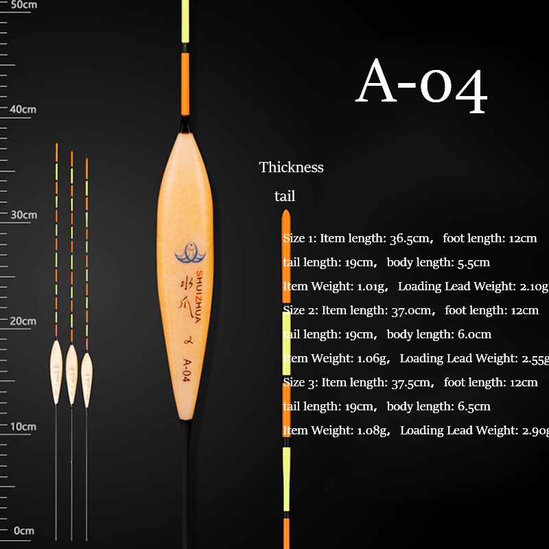 Boya de pesca de agua dulce, 3 unidades/lote, Boya de pesca con gran flotabilidad, accesorios de pesca: A-04 3pieces