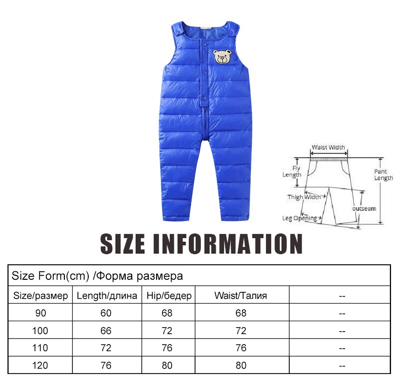 Capretti del bambino Giù Pant Boys & Girls Caldo in Piuma D'oca Globale per la Russia Inverno Bambini Pantaloni Per Bambini Tuta 2-4 Anni Del Bambino Pantaloni
