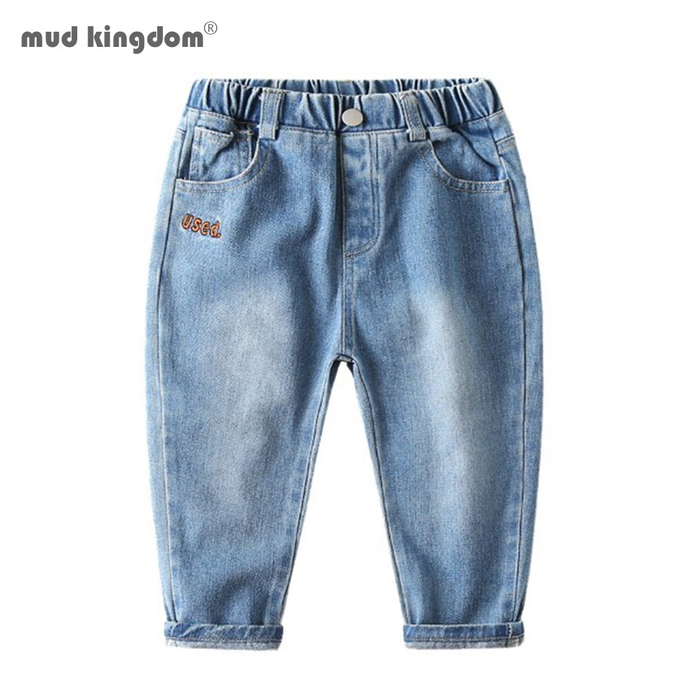 Mudkingdom Boys Jeans Cotton Print Casual Children Trousers Toddler Loose Fit Denim Pants for Boys Spring Autumn Kids Clothes