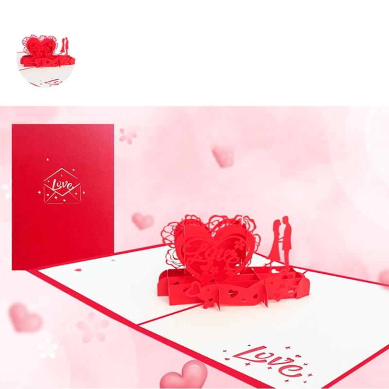 XXFA Love Heart Pop Up Valentines Day Card 3D Popup Greeting Cards for Wedding Anniversary All Occasion Wife Husband Handmade