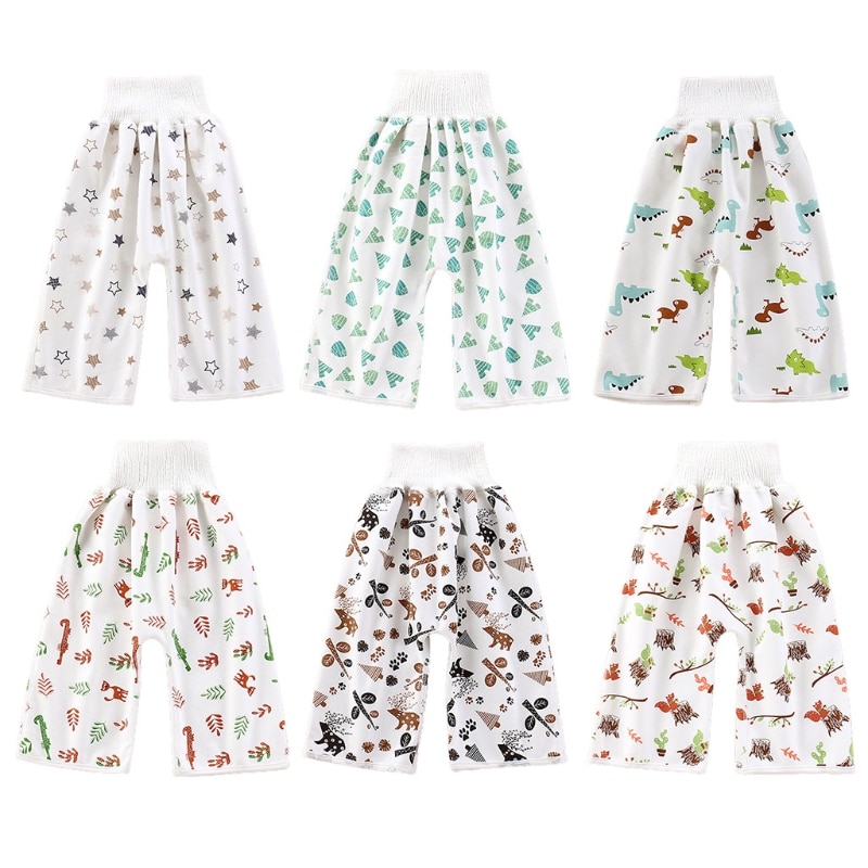 2 in 1 babybleierskjørtshorts vanntett absorberende pottetrening bleiebukser 23gd