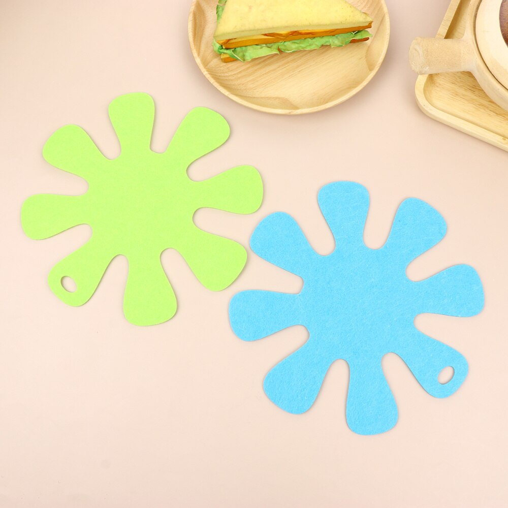 6pcs Sun Flower Shaped Pot Placemat Non-stick Heat-resistant Mat Tableware Pad Table Supplies Cookware for Kitchen (Green + Sky-: As Shown