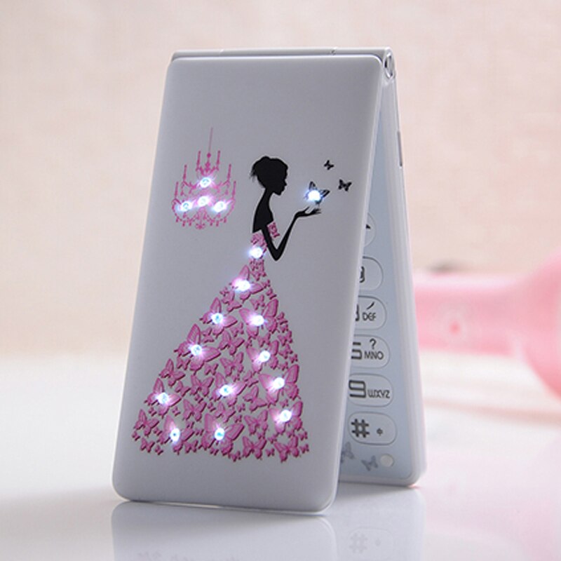 Entsperrt kippen Telefon D11 Dual Sim 1800mah Karte Frauen Mädchen Dame Niedlichen LED Taschenlampe Zelle praktisch Kuh Celular