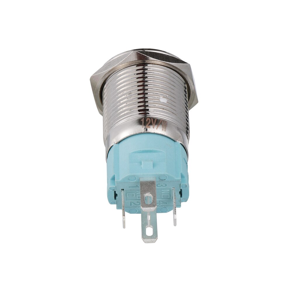 Metaal On/Off Schakelaar Waterdichte Led Power Drukknop 12 Mm 12V Auto Led Power Kortstondige Drukknop 1NO 1NC Rood Blauw