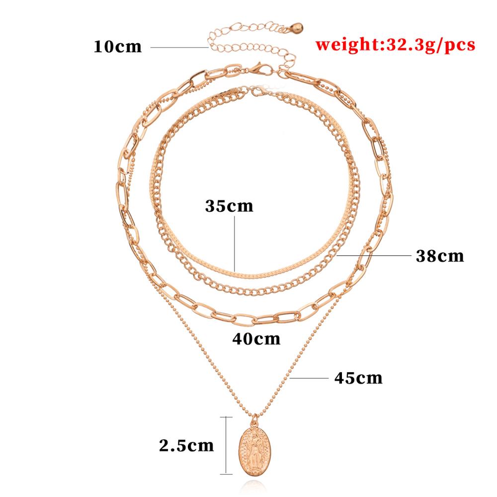 Vintage Gold Round Necklaces Coin Necklaces For Women Girl Long Coin Pendant & Necklace Female Jewelry