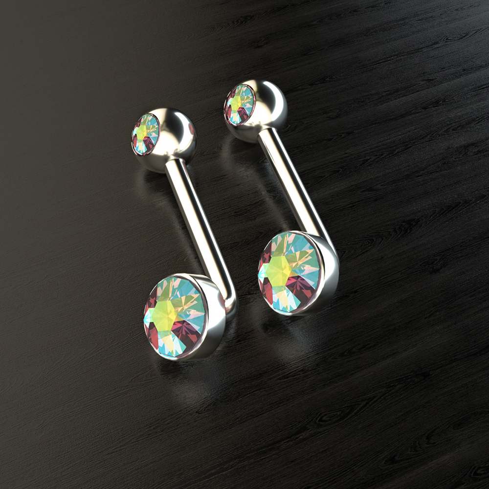 1PC Titanium Christina Vertical Hood Piercings Round Lip Belly Navel Rings Sexy Shinny Vagina Genital VCH Eyebrow Body Jewelry: Rhodium Plated