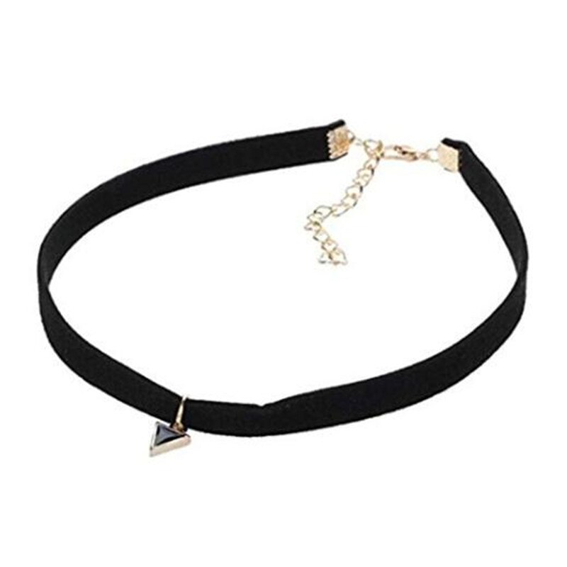 Jewery Velvet Choker Necklace Metal triangle leather Collar Gold Chain Bar Women Femme Chocker Jewellery Punk