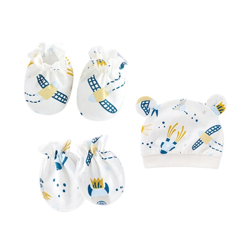 Bébé Anti rayures coton doux gants couvre-pied ensemble de chapeaux mitaines chaussettes Kit de casquette