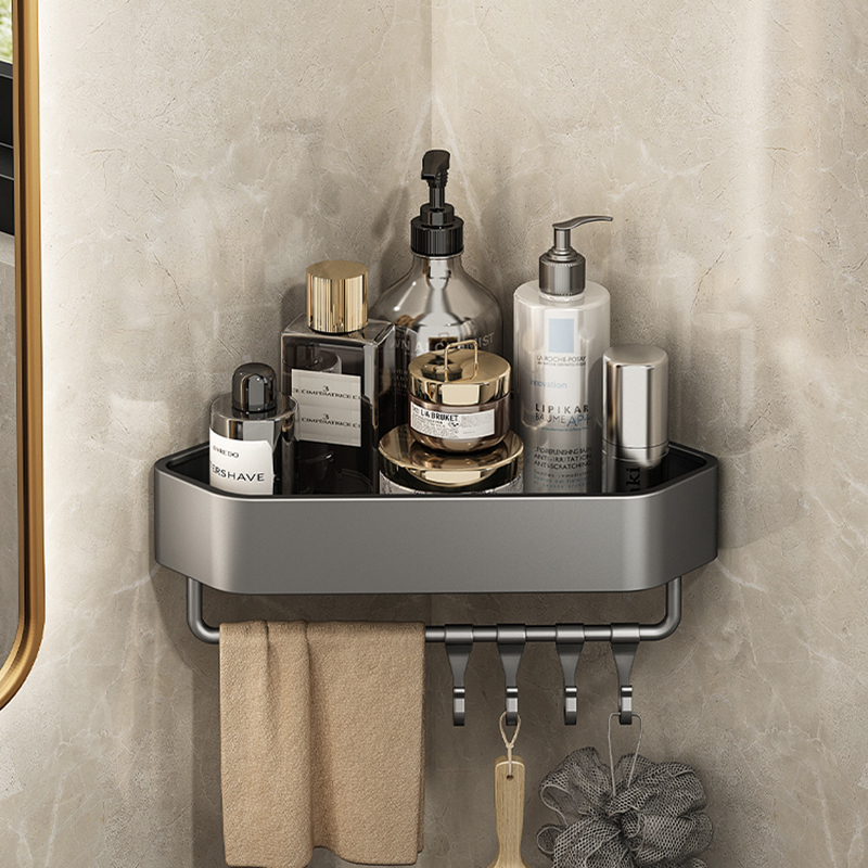 Półka Łazienkowa Organizer na Kosmetyki Aluminiowa Półka na Szampony Półka strąk Prysznic Akcesoria Łazienkowe Szara Półka Ścienna