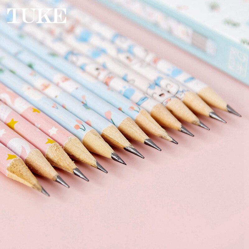 10Pcs Cute Cartoon Hb Standard Wooden Pencil Student Stationery Writing Drawing Pencils School Office Supply